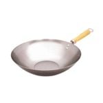 Cuisena 30cm Carbon Steel Stir Fry Wok w/ Wooden Handle Round - Silver
