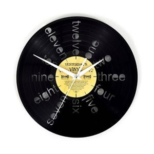 Yesterday’s Vinyl Music Lover Clock Written Numbers