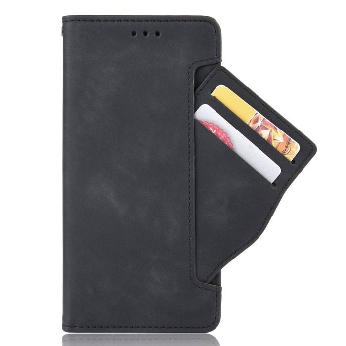 Premium Leather Wallet Flip Case TPU Cover Card - For Apple iPhone 15 Plus (Black)