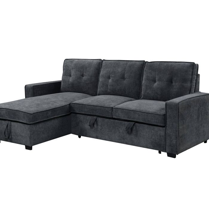 Collyn Chenille Sofa Bed with Left Chaise � Dark Grey