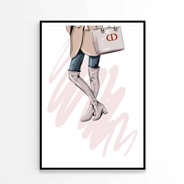 Elegant Pink Boots with Modern Handbag Print 100% Australian Made 90x120cm (Poster)