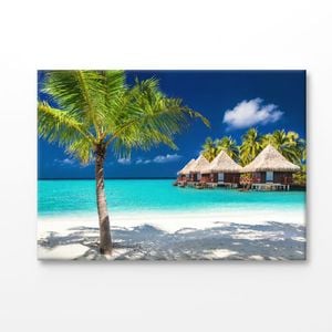 Tropical Island & Palm Trees Print 100% Australian Made 120x90cm (Stretched Canvas)