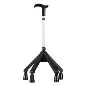 Quad Cane - Stable 4-point Walking Stick With Adjustable Height For Enhanced Mobility - Black