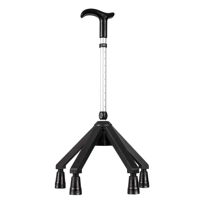 Quad Cane - Stable 4-point Walking Stick With Adjustable Height For Enhanced Mobility - Black