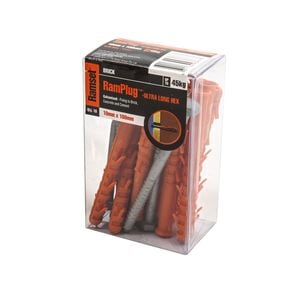 Ramset 10 x 100mm Ultra-Long Hex Galvanised Anchor RamPlug - 10 Pack