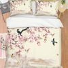 3D Pink Peach Blossom Bird Quilt Cover Set Bedding Set Pillowcases 89