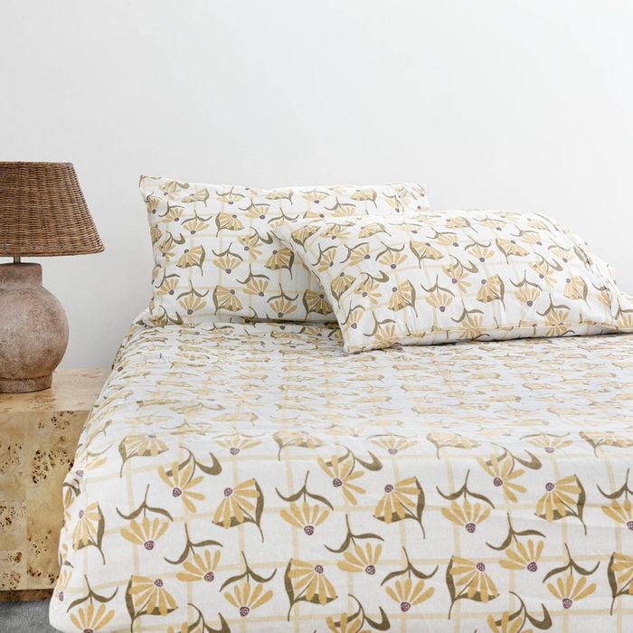 Arlo Flannelette Fitted Sheet & Pillowcase Set Single