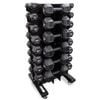 Smai Apex Rubber Hex Dumbbell Set 1-10kg (pair) With Vertical Storage Rack - Black
