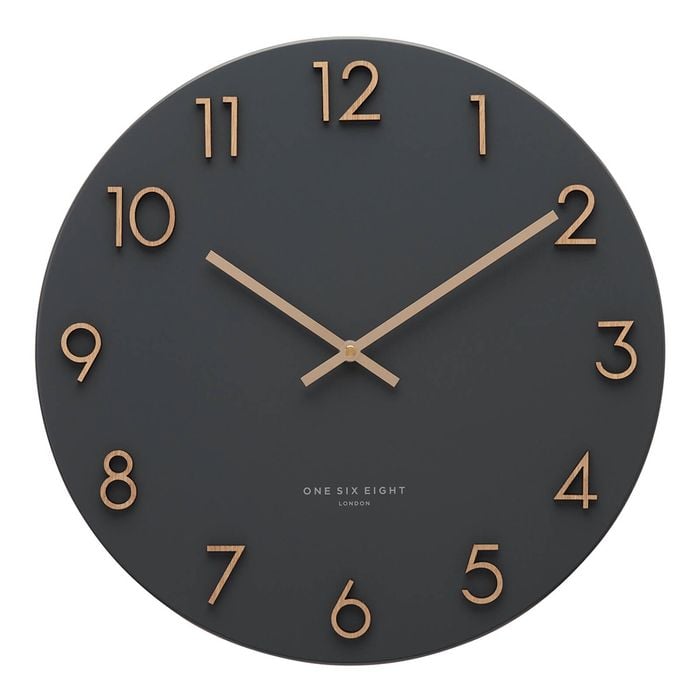 One Six Eight London  Katelyn Charcoal Grey 60cm Metal Wall Clock