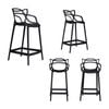 Benjamin Set of 4 Bar Chairs Kitchen Stools PU Plastic Frame Black