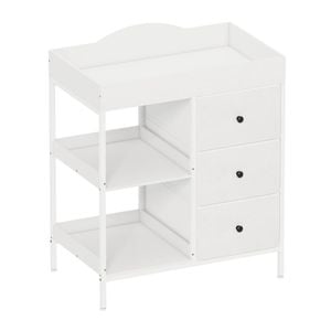 Ufurniture 3-Drawer Baby Dresser with Changing Table Top Fabric Drawers White