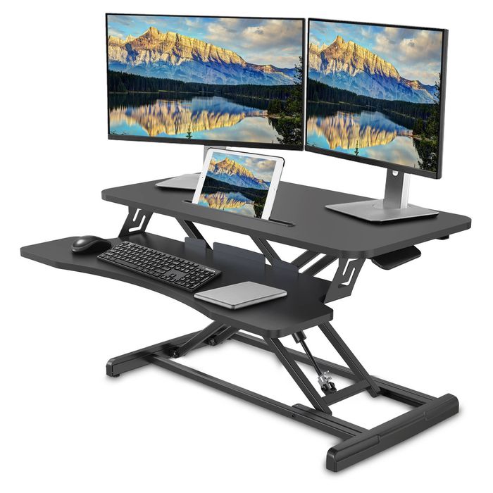 Altus Standing Desk Converter 80cm Sit to Stand Desk Riser Workstation - Black
