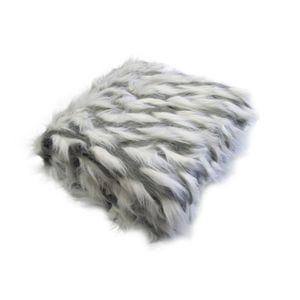 Radisson Ziva White Grey Luxury Animal Long Hair Faux Fur Throw Rug 127 x 152 cm
