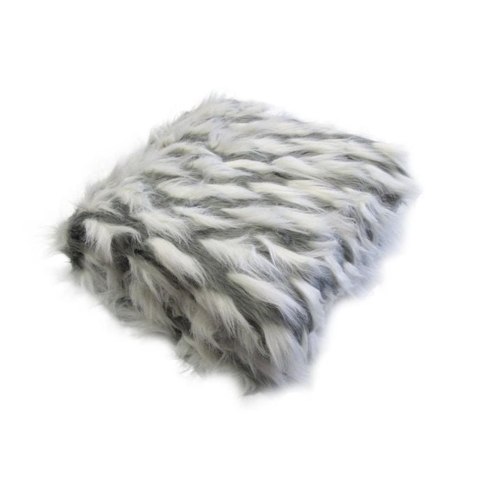 Radisson Ziva White Grey Luxury Animal Long Hair Faux Fur Throw Rug 127 x 152 cm
