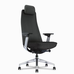 Desky Pinnacle Executive Office Chair - Black / Polished Aluminium