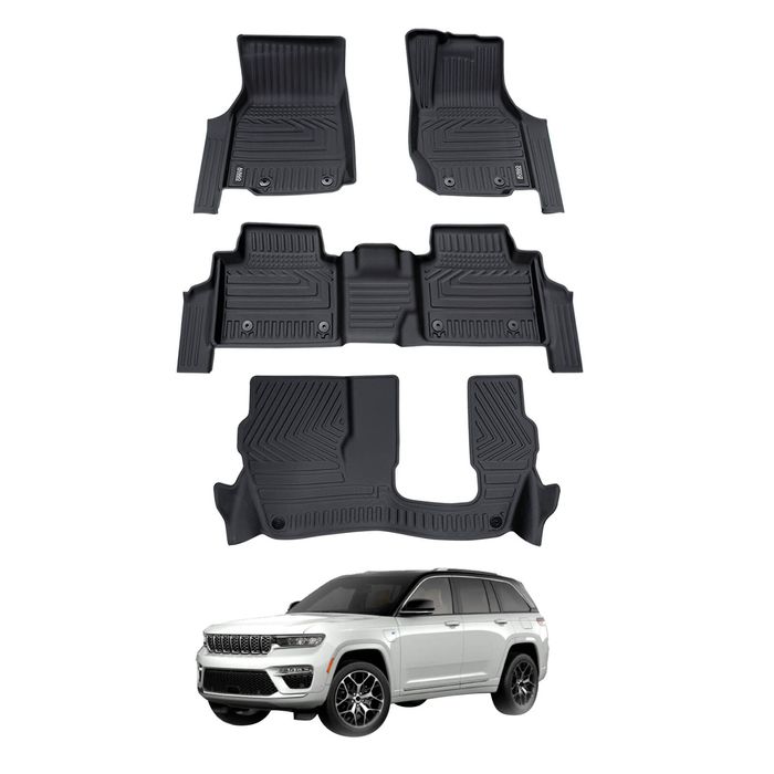 AUSGO 3-Row Set Car Floor Mats for Jeep Grand Cherokee L WL Series 7-Seat 2021-Onwards Floor Liners