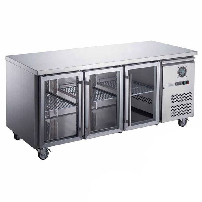 FED-X Three Glass Door Bench Fridge 