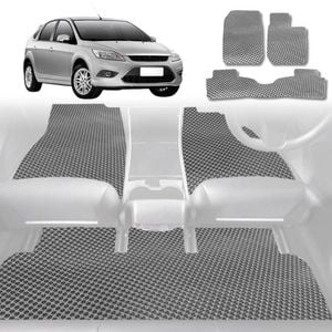 6D Diamond Car Floor Mats for Ford Focus 2005-2010-Full Set-Grey-Outback GT