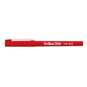 Artline Fineliner Felt Tip Pen 0.4mm (Box of 12) (Red)