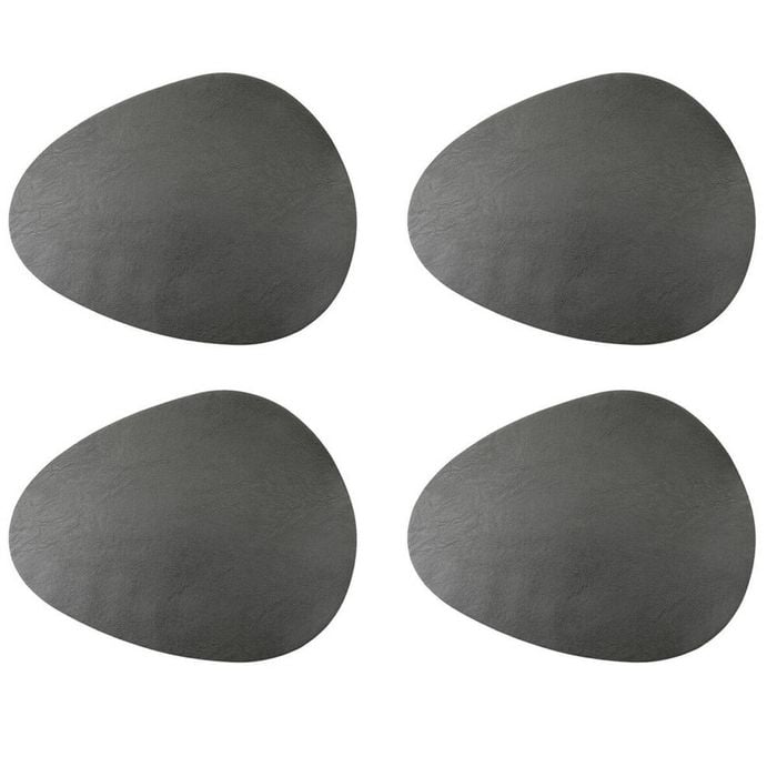 4pc Mikasa Pebble-Shaped 38 x 30cm Placemats, Grey