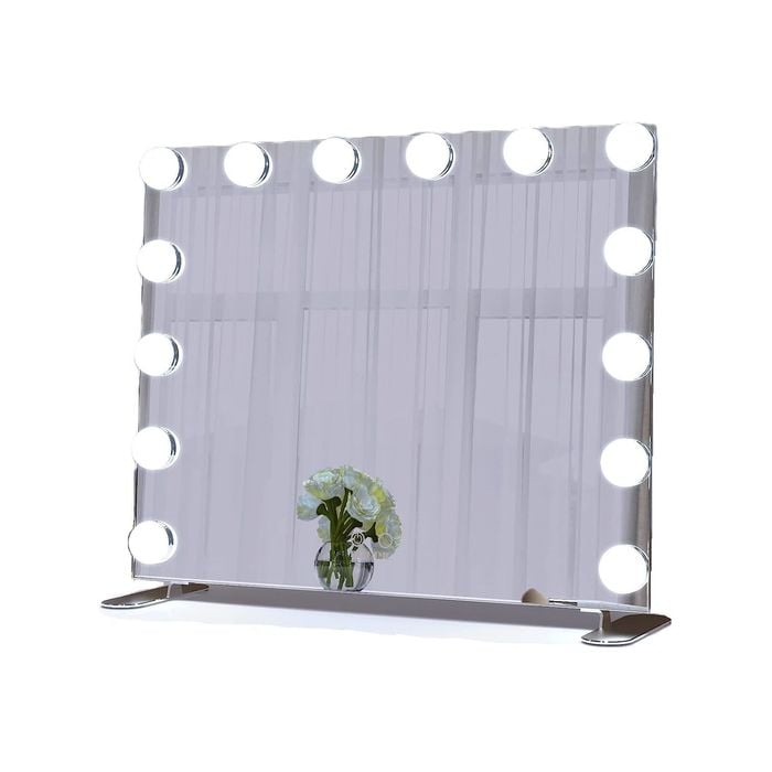 Light Up Mirror Vanity Hollywood Makeup 14pcs LED Bulbs Tabletop Wall Mounted Smart Touch Control Silver