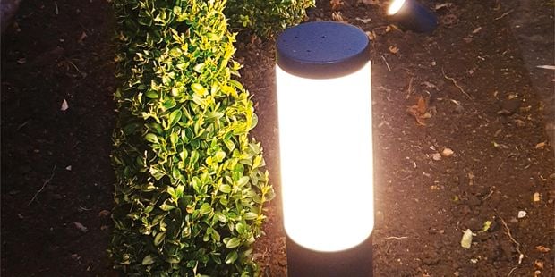 Garden with bollard light