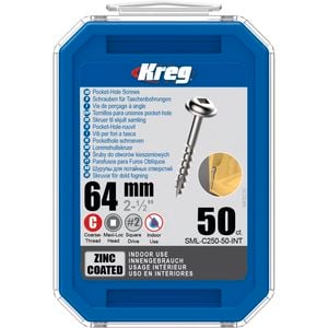Kreg 2-1/2" 64mm Coarse Thread Pocket Screws - 50 Pack