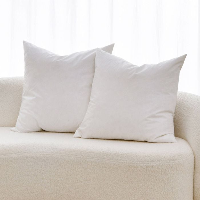 Dreamaker Cushion Insert White Duck Feather Fill Twin Pack 50x50cm