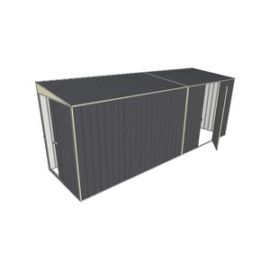 Build-a-Shed 1.5 x 5.2 x 2m Sliding Door Tunnel Shed with Hinged Side Door - Grey
