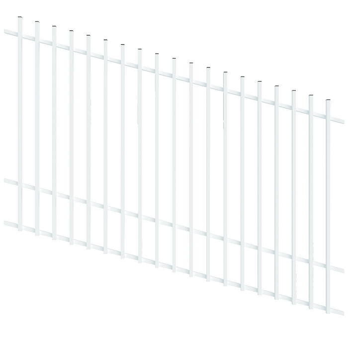 ProtectorAl 1201 - 2400 x 1500mm Pearl White Raked Up to 15º Batten Pool Fence Panel