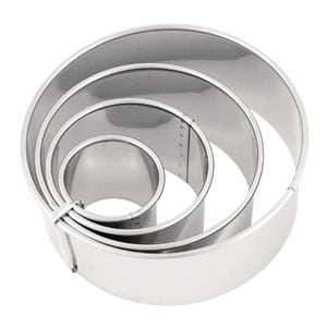 Chef Inox Plain Round Pastry Cutter Set Stainless Steel 4 Piece Baking Tool