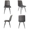 Bribrion X4 Dining Chairs With Black Metal Legs Upholstered Faux Leather Seats Channel Back Modern Kitchen Saddle Pu Grey