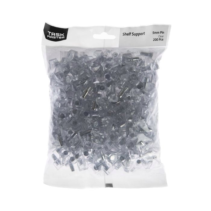 Taskmaster 5mm Pin Clear Plastic Shelf Support - 200 Pack