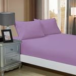Fabric Fantastic 1000tc Ultra Soft Super King Size Bed Lilac Fitted Sheet & 2 Pillowcases Set