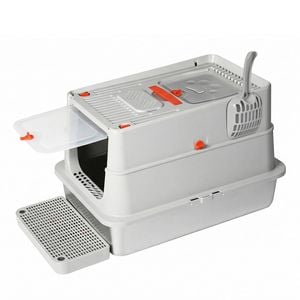 Pawz Stainless Steel Cat Litter Box Hooded High Enclosed Large