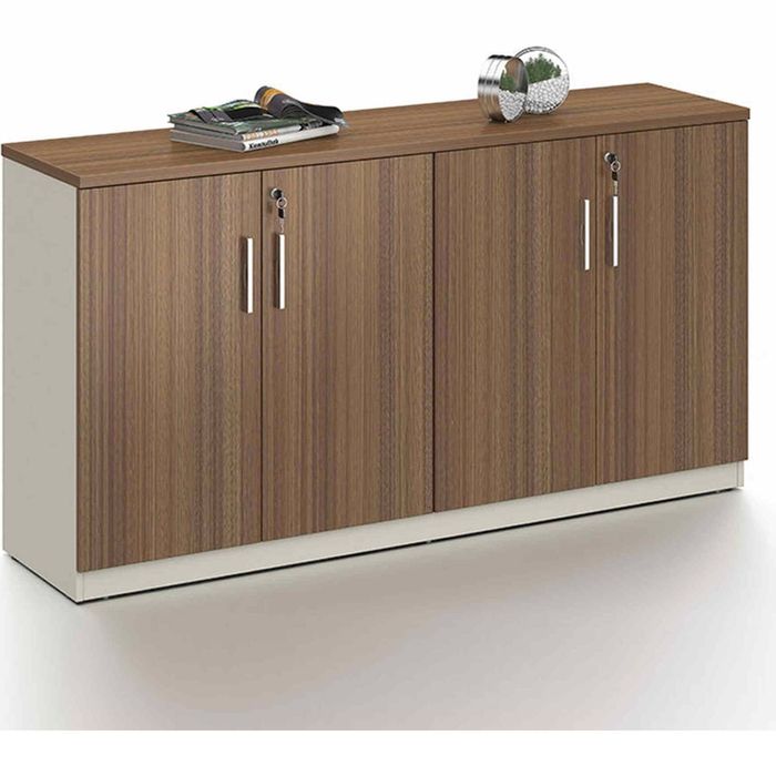 Modern ANDERSON Credenza Cabinet 160cm(W)x40cm(D)x84cm(H) - Hazelnut & Beige