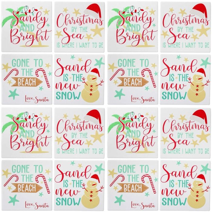 4x 4pc LVD Coasters Xmas By The Sea Decorative Barware/Serveware Kitchen Decor