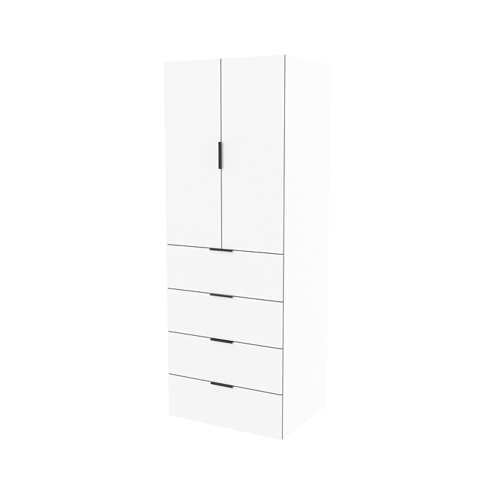 Lugna 2048 x 750 x 580mm White Hanging 4 Drawers Double Door Storage Cabinet - White
