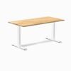 Desky Fixed Height White Oak Hardwood Desk 150cm White Leg