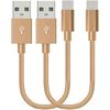 iWill 2 Pack 20cm Short Data Transfer Charger Charging Micro USB Cable Cord Bulk Braided Gold Nylon
