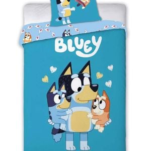 Bluey Loving Moments Kids Cotton Quilt Cover Set - Toddler Bed Size