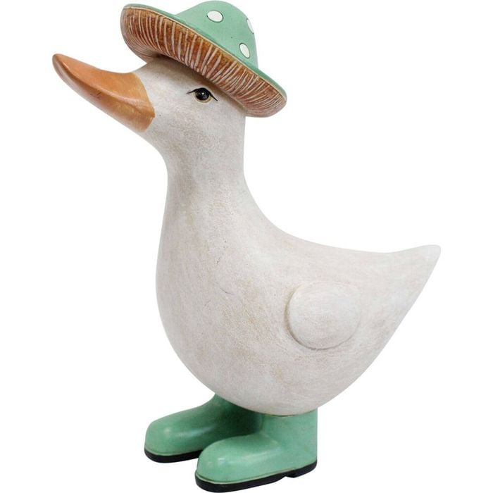 LVD Resin Louie Duck with Boots Garden Decoration 7x16cm Pastel Green