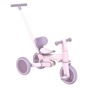 Ufurniture 5-in-1 Toddler Tricycle With Push Handle Baby Balance Bike With Backrest And Pedal For 1-5 Year Old Purple