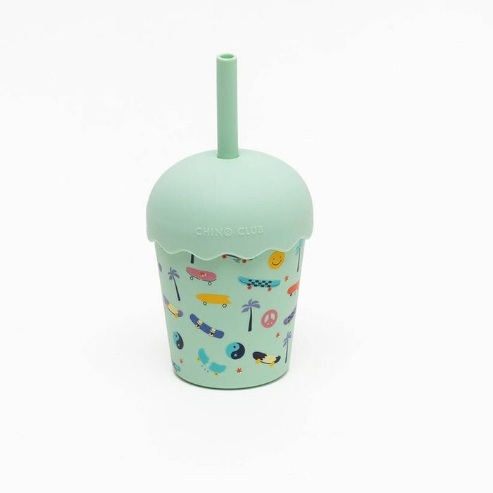Chino Club Mini Smoothie Cup & Straw 200ml - Skate Aqua
