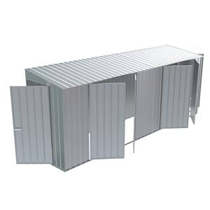 Build-a-Shed 1.2 x 5.2 x 2.0m Zinc Tunnel Shed Tunnel Hinged Door Plus Dual Double Hinged Side Doors