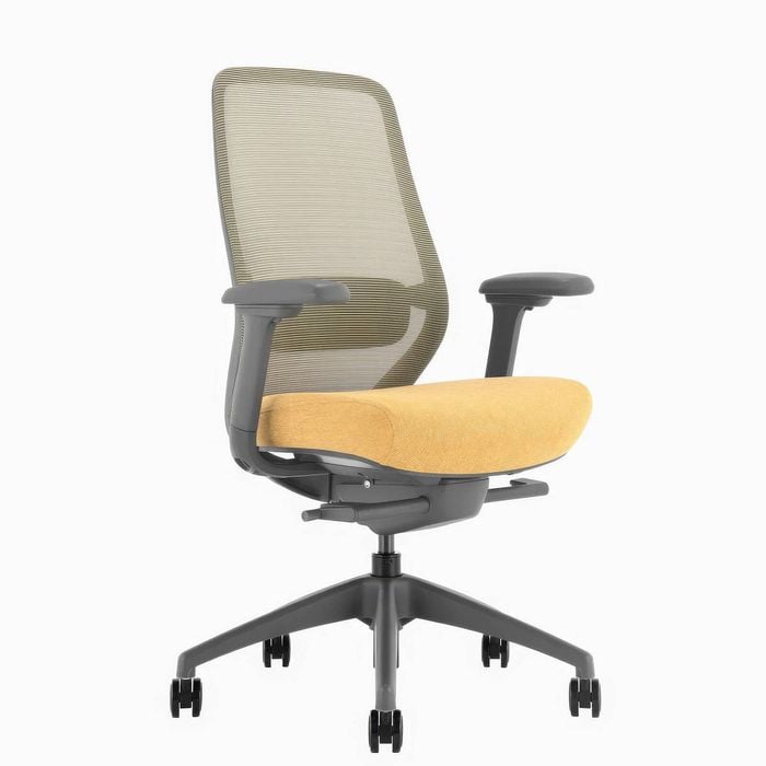Desky Coilflex Ergonomic Office Chair - Yellow And Grey With No Headrest