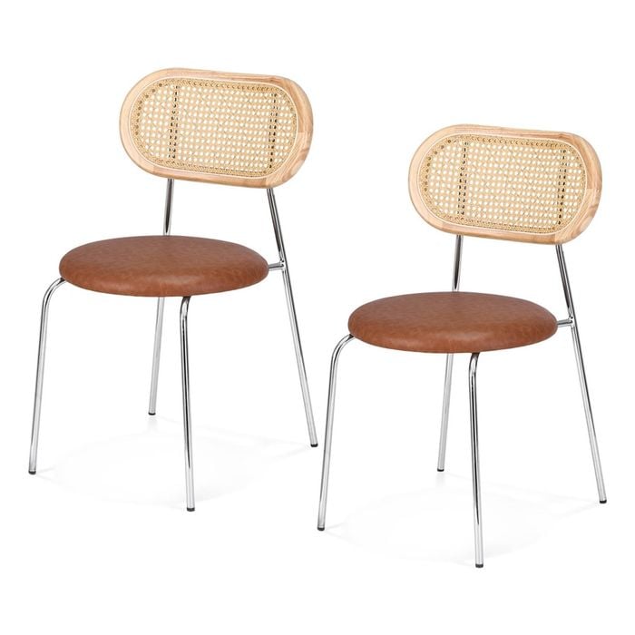 2x Artiss Dining Chairs Retro PU Leather Brown