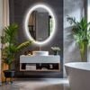 OAKORY 50x70cm Oval LED Bathroom Mirror Backlit 3-Colour Dimmable Anti-Fog Touch Control