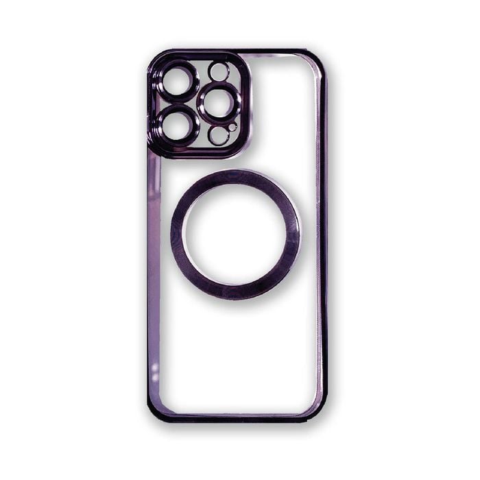 Magsafe Clear Plating Slim Magnetic Case Cover - For Apple iPhone 14 (Purple)