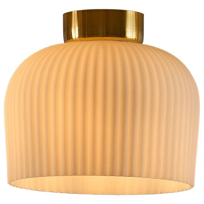 Brilliant 20cm Brass And Matt Ribbed Glass Piazza Batten Fix Shade